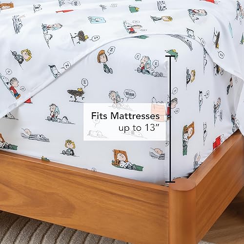 Miniatura 4 de Berkshire Blanket Peanuts - Juego de sábanas para niños, tamaño matrimonial, 4 piezas, sábanas de microfibra suave con estampado de Snoopy de color