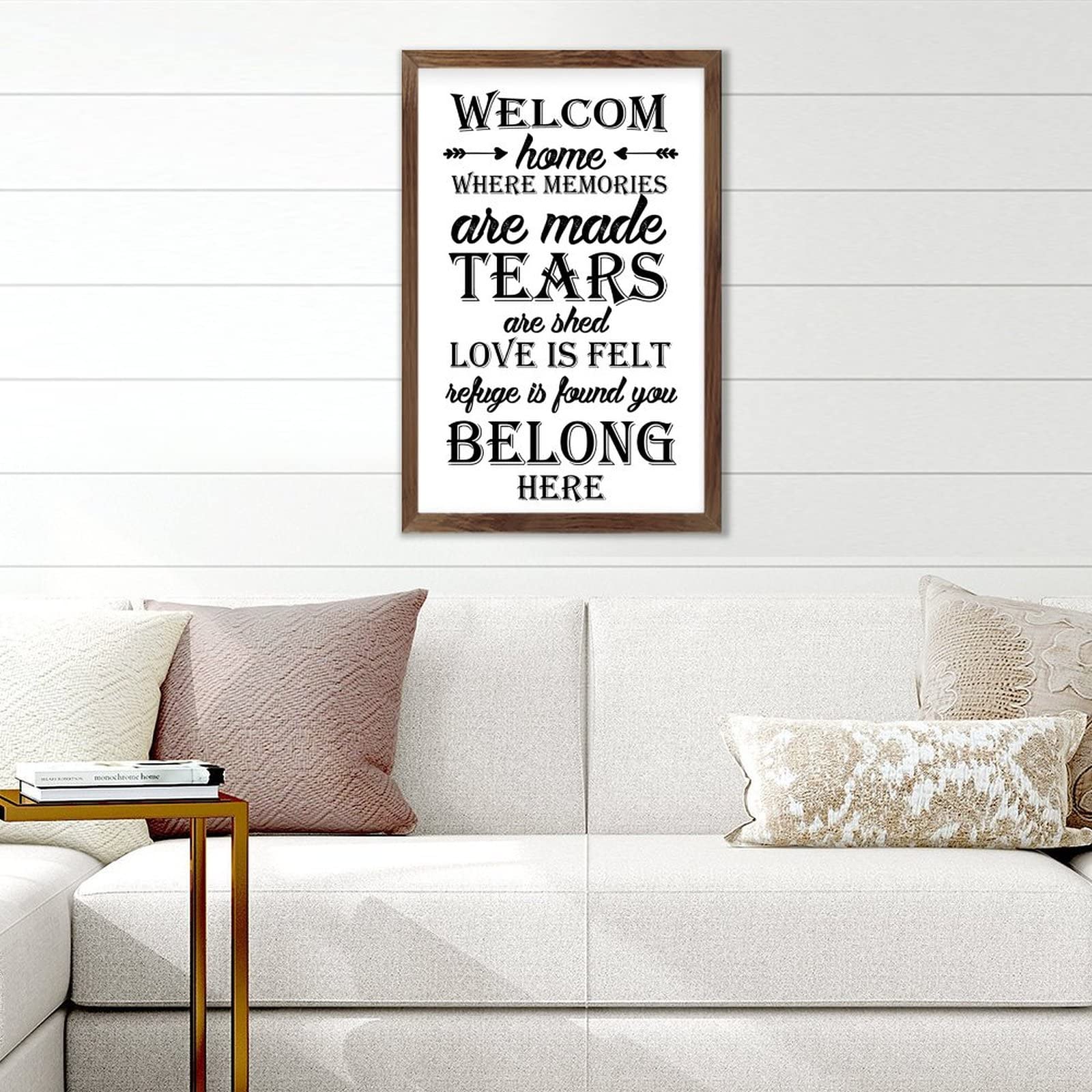 Wengbeauty Welcome-Home-Where-Memories-are-Made,-Tears-are-Shed,-Love-Is-Felt,-and-Refuge-Is-Found-You-Belong-Here Sign Wood Framed Sign Wall Art Plaque Sign for Home Wall Decor 8 x 12 Inch