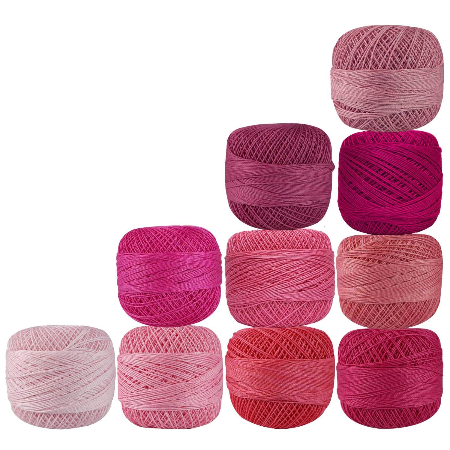 Cotton Crochet Thread Knitting Mercerized Embroidery 10 Pcs Yarn Cross Stitch Tatting Doilies Skeins Lacey Craft (Pink)