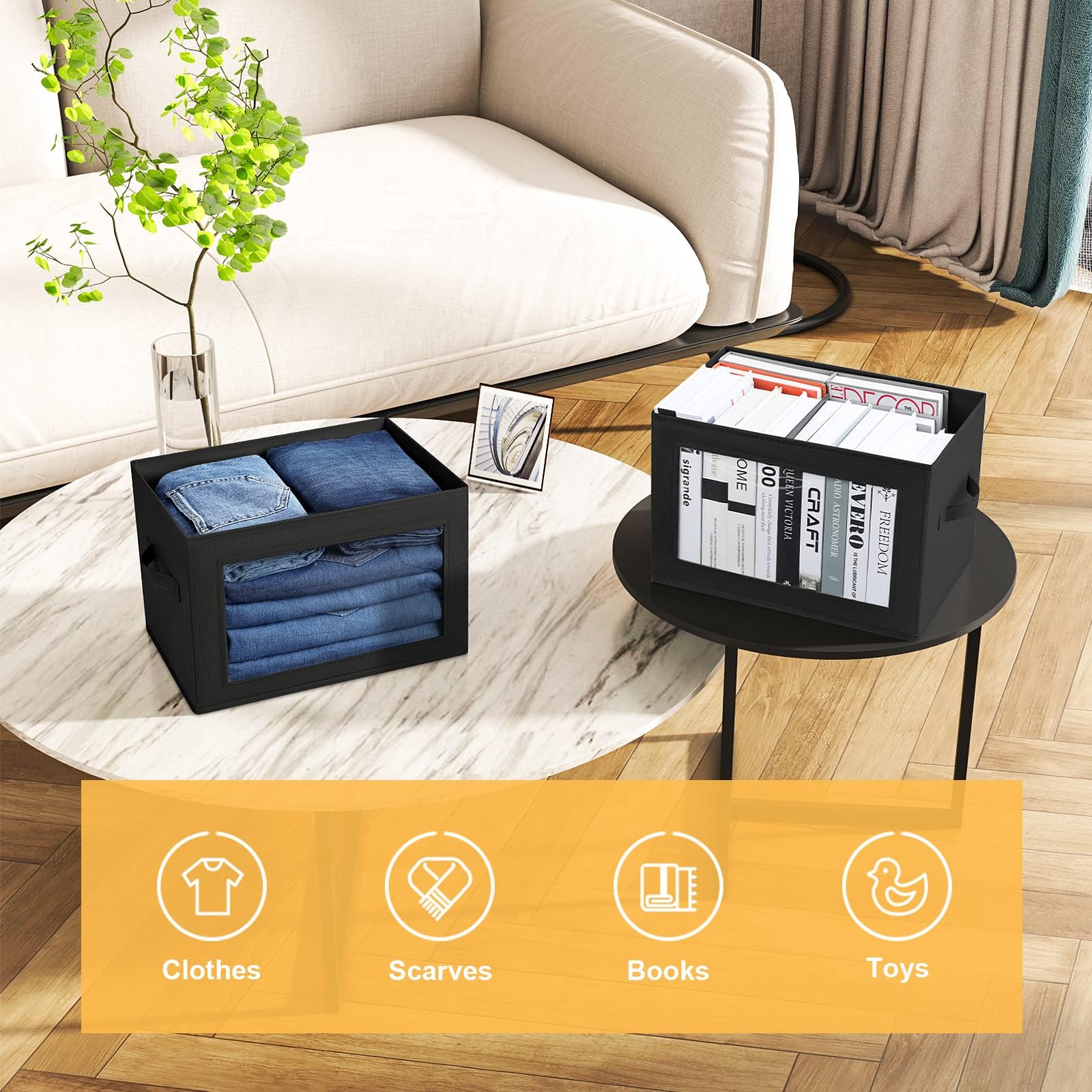 Lot De 3 Bacs De Rangement Pliables Avec Cadre En Métal, Ensemble