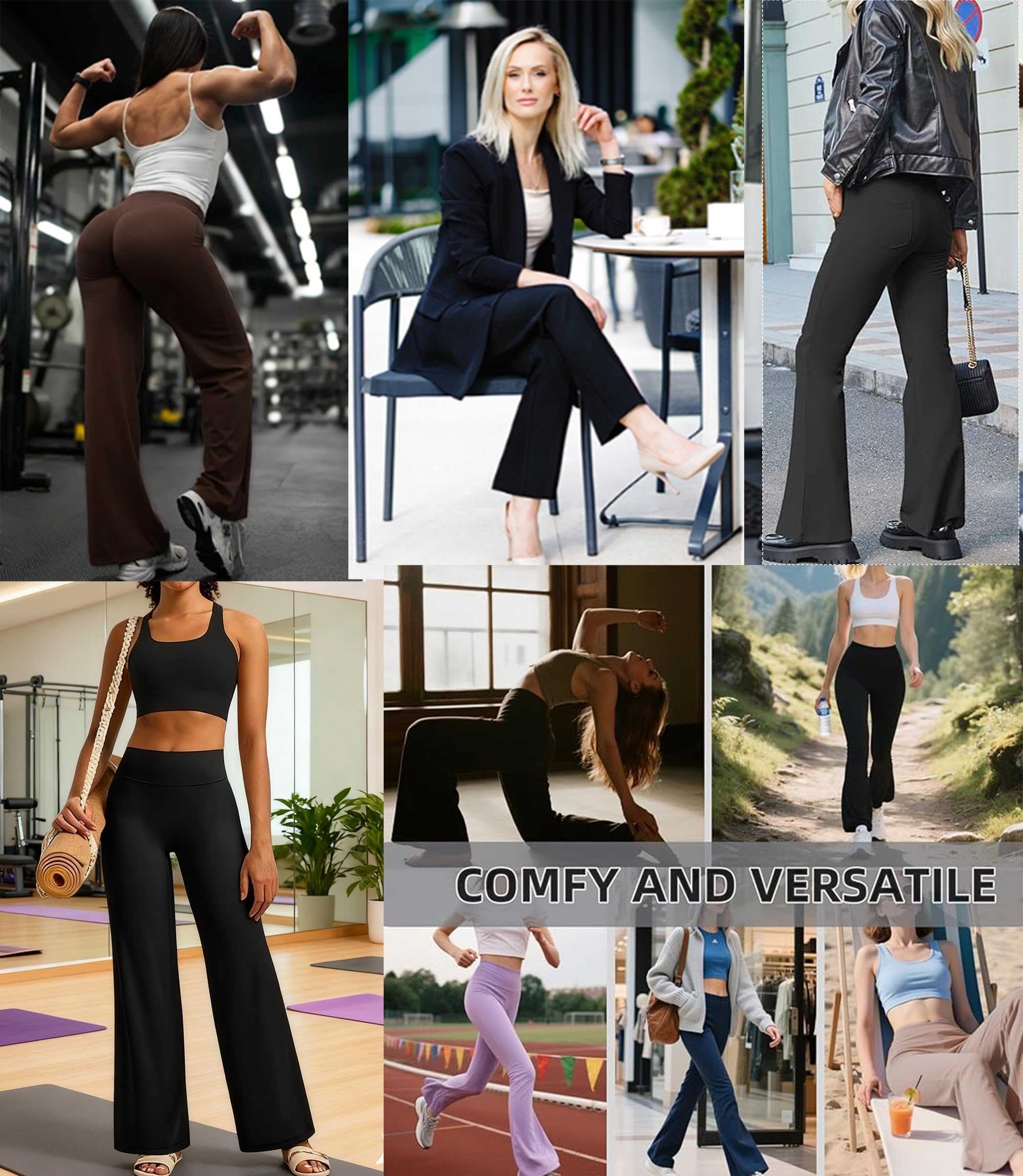 Pantaloni Yoga Donna Vita Alta Pantalone a Gamba Larga Opaque Controllo della Pancia Pantalone Casual Pantaloni Sportivi Pantalone Eleganti Pantaloni Fitness Pilates Danza Palestra Jogging Gym