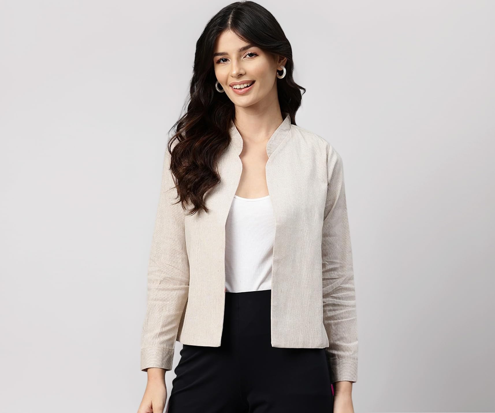 Women Maroon Lightweight Open Front Casual Blazer