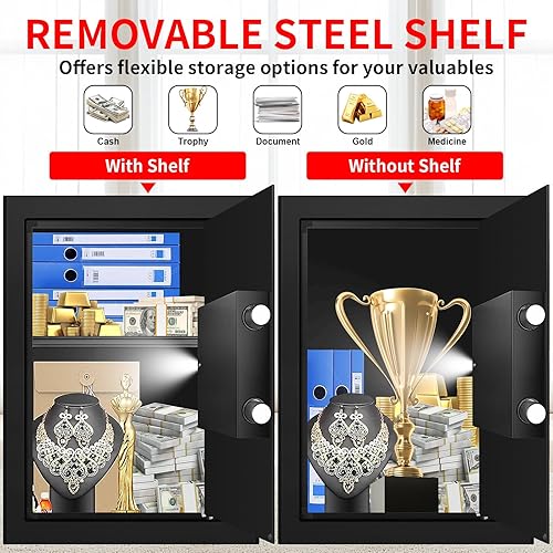 Miniatura 3 de Caja fuerte grande de 3.2 pies cúbicos para uso doméstico, a prueba de fuego y agua, caja de seguridad digital antirrobo con teclado programable y