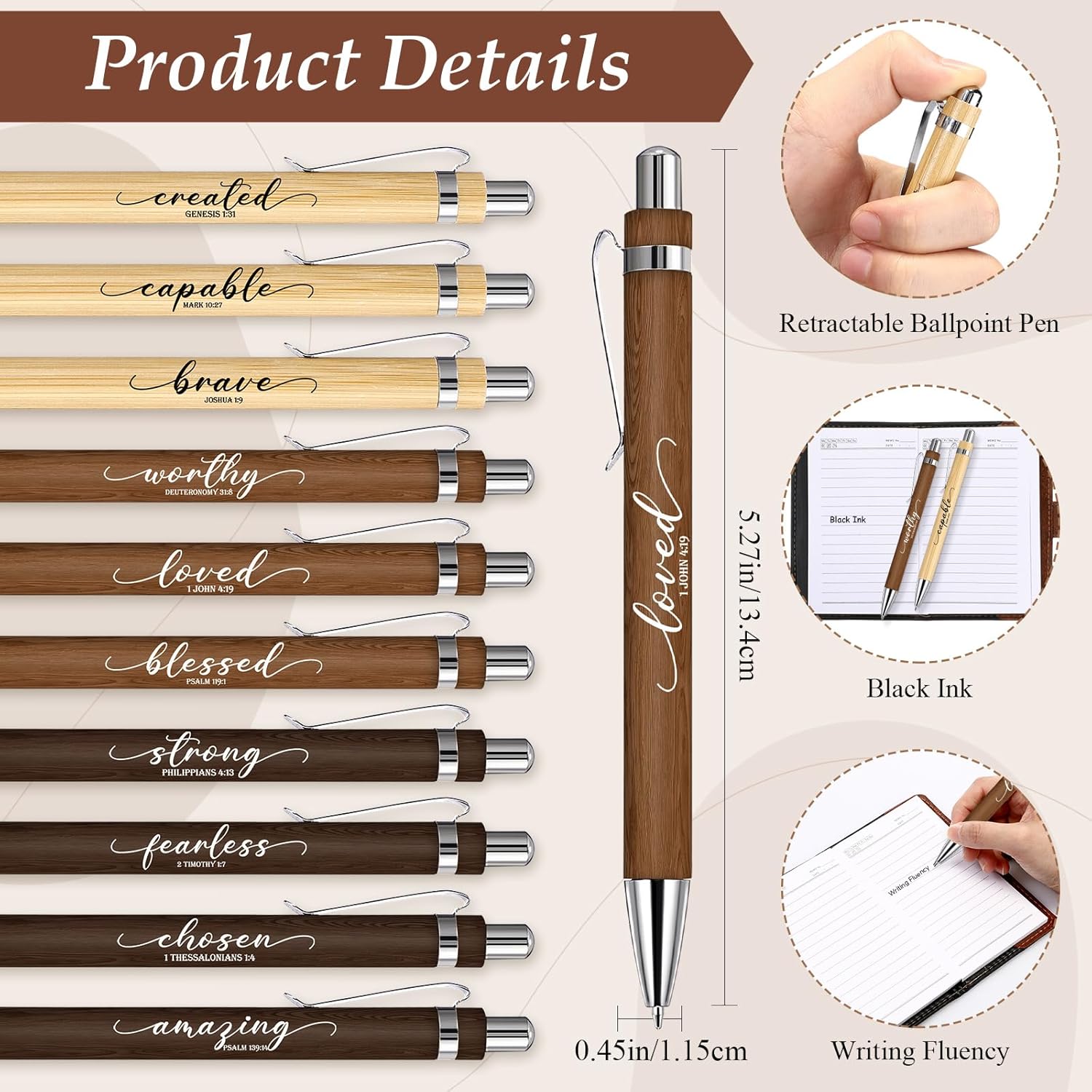Spakon 40 Pcs Christian Gift Bulk Prayer Leather Journal Religious Inspirational Scripture Notebooks with Bible Verse Pens for Women Men Easter Church Sunday School (Dark Brown,Light Brown,Black)