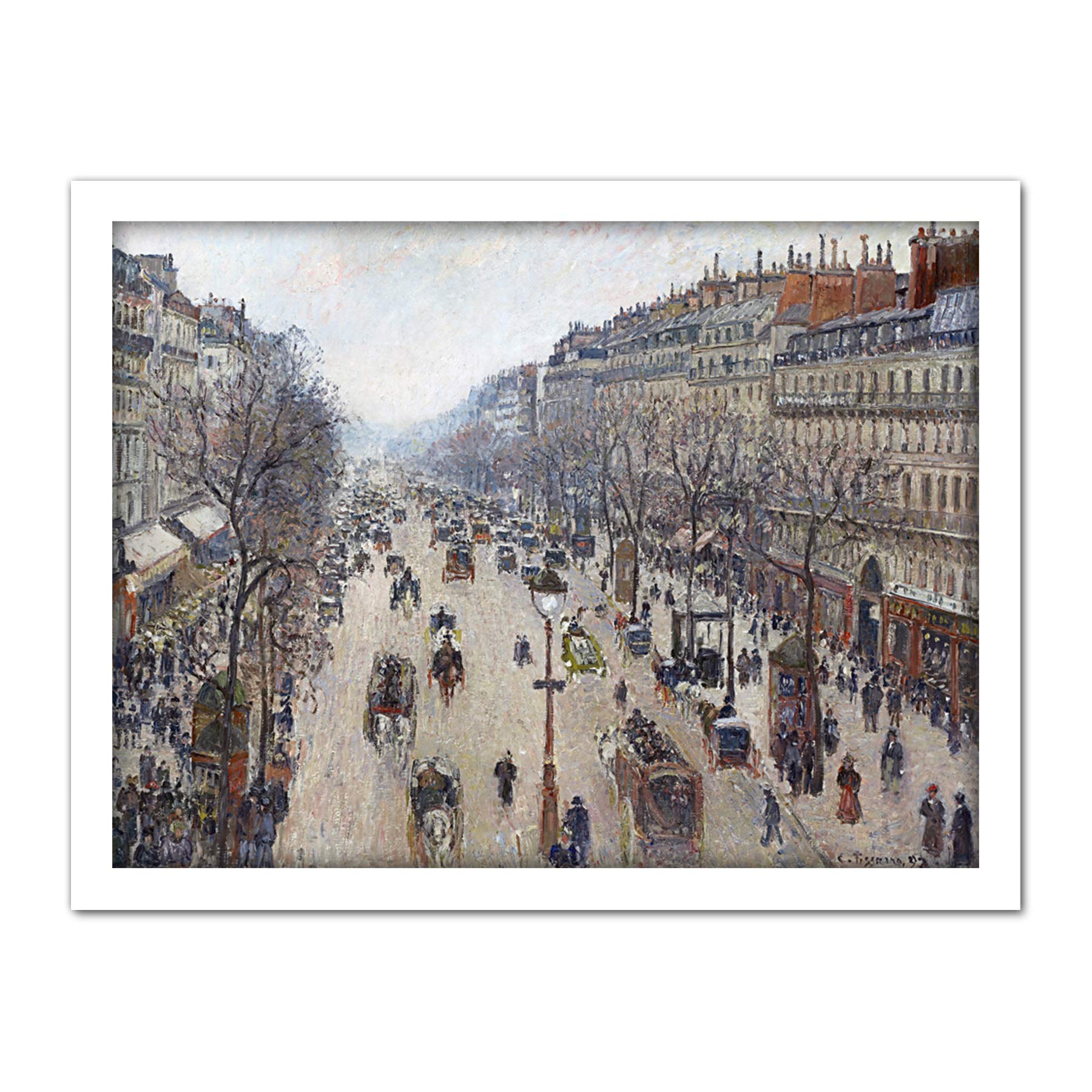 Pissarro Boulevard Montmartre Cloudy Morning Large Framed Art Print Poster Wall Decor 18x24