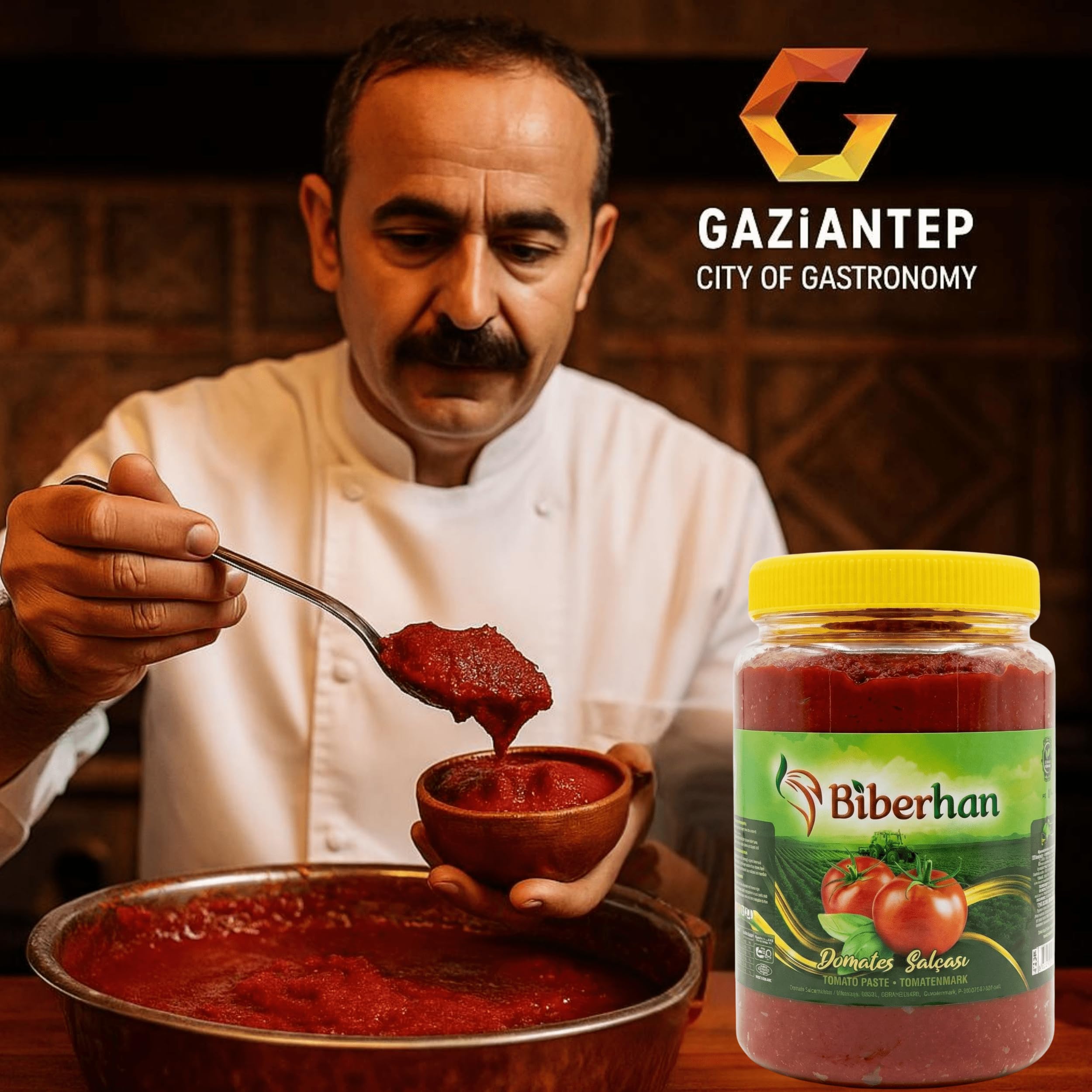 Premium Pasta de Tomate 1000g – Secado al Sol en Gaziantep (Ciudad UNESCO) – Natural, Concentrada, Sin Aditivos, Sabor Intenso y Tradicional