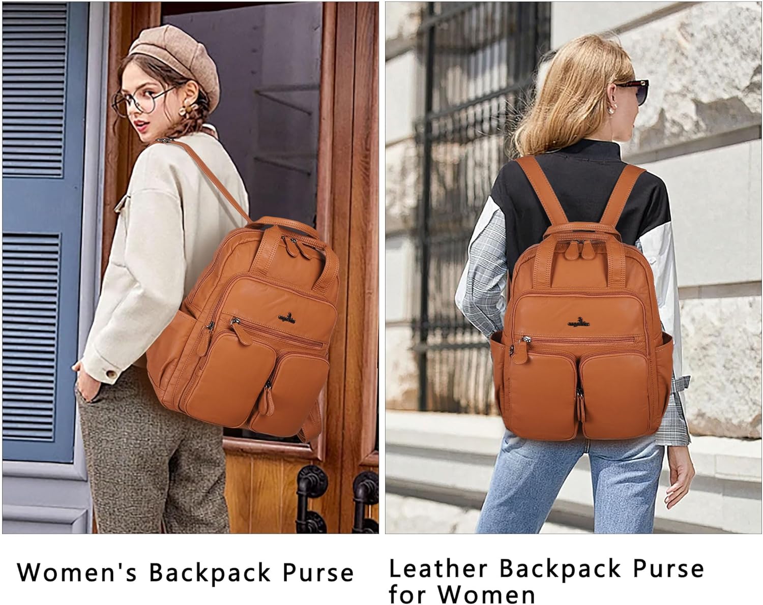 Angel Kiss Backpack Purse for Women Soft Washed Leather Multi Pocket Casual Travel Backpacks… - Image 2