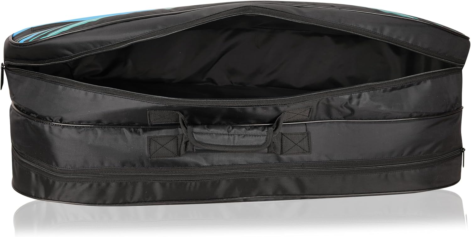 Yonex Stylish Badminton Kit-Bag |Double Zipper Compartment for Storage of 6 Rackets and Clothes|Side Pocket |Back Straps |Accessories Compartment |Made in India