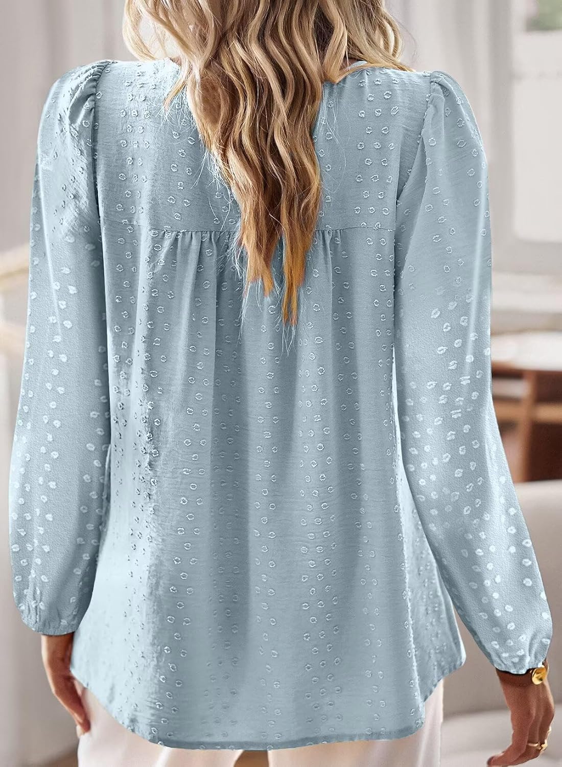 Boho Tops for Women Long Sleeve Shirts Crewneck Flowy Womens Blouses Dressy Casual Lace Hem Clothing Trendy 2026 - Image 3