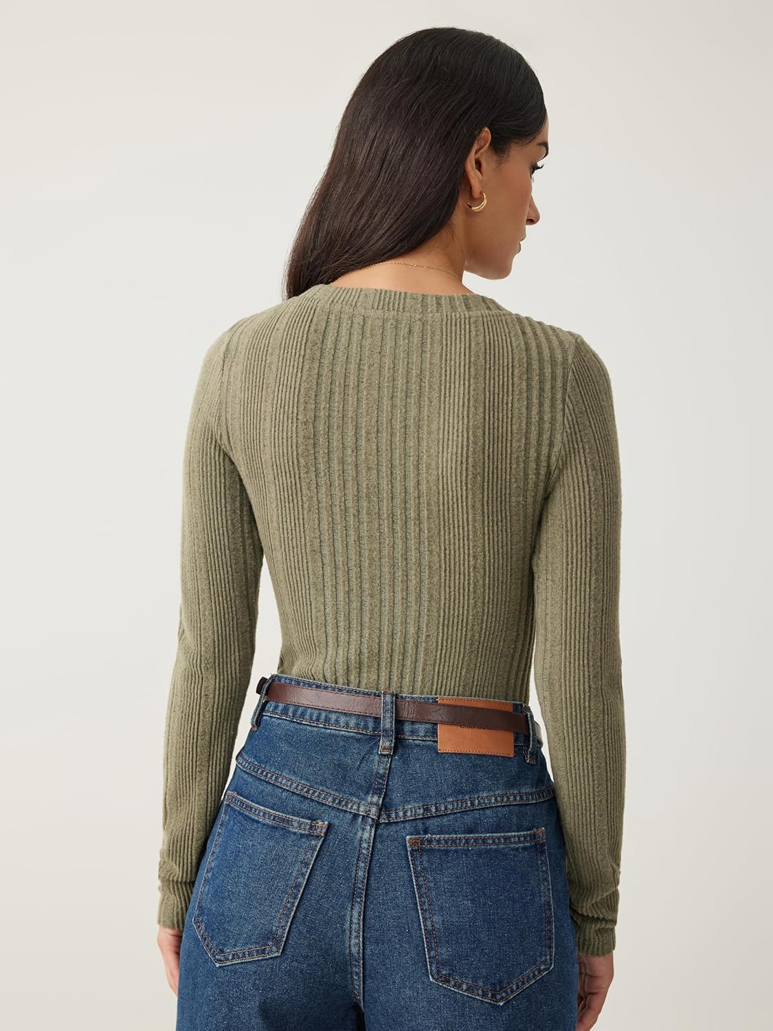 CIDER Women's Rib V-neck Solid Button Bodysuit