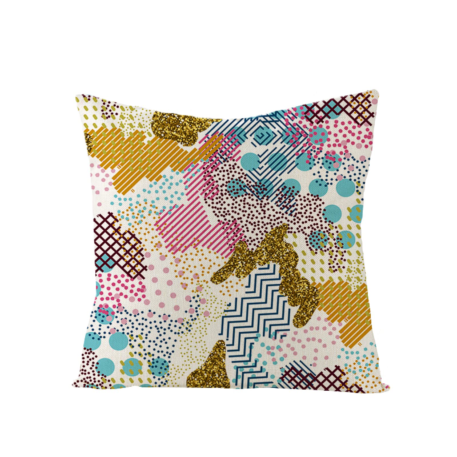Sofa Fundas Cojines 60x60 Pack de 4 Cuadrado,Funda de Almohada Lino con Cremallera Invisible,Funda de Cojín Decoración para Hogar Sala Cama Jardín Silla Coche-geometría