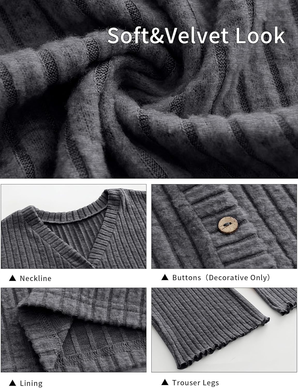 ANRABESS Women's 2 Piece Lounge Pajama Sets Ribbed Long Sleeve Button Top Matching Pants Sleepwear PJ Set 2025 Fall Outfits - Image 7