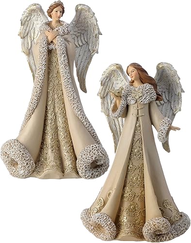 Contemporary Home Living Juego de 2 Resina Champagne Opulencia Angel 10"