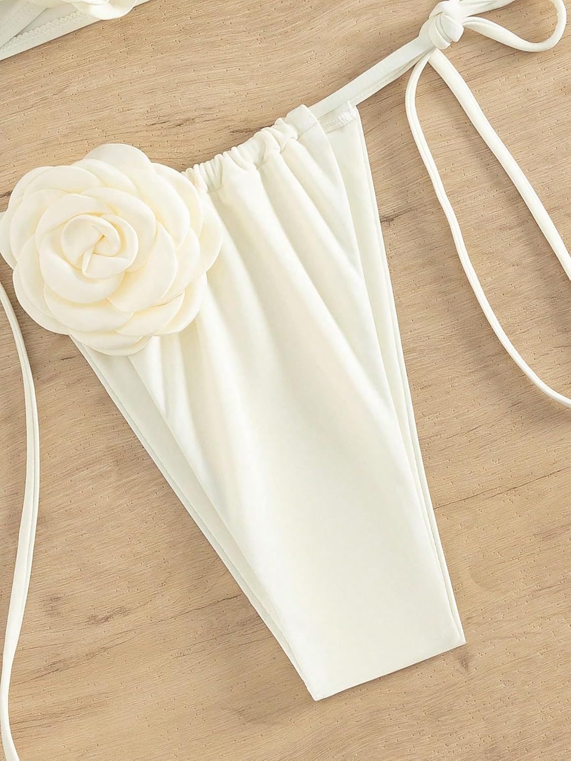 GORGLITTER Kadın Askısız Çiçek Desenli Bikini, Çiçek Detaylı ve Yanlardan Bağlamalı Bandeau Mayo, Yüksek Kesimli Şık Mayo