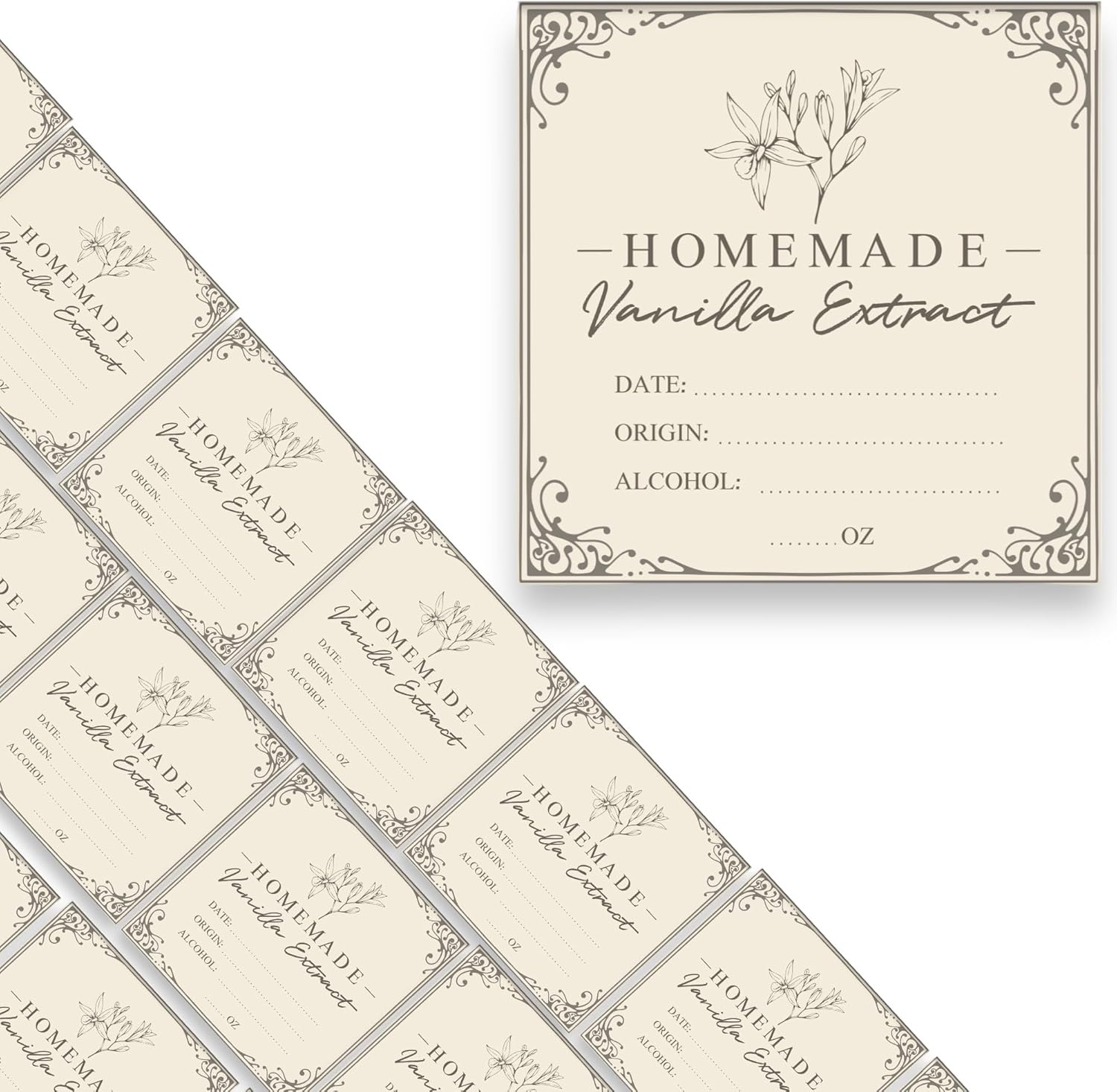 3 inch Vanilla Extract Labels 12 Homemade Vanilla