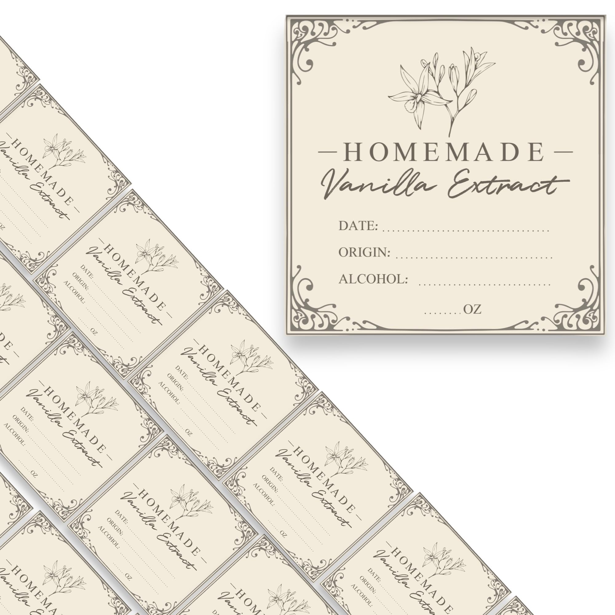 2 inch Vanilla Extract Labels - 24 Homemade Vanilla Extract Label for handcrafted bottles, Labels for 2oz, 4oz, 8oz bottles (2x2, 24 Count)
