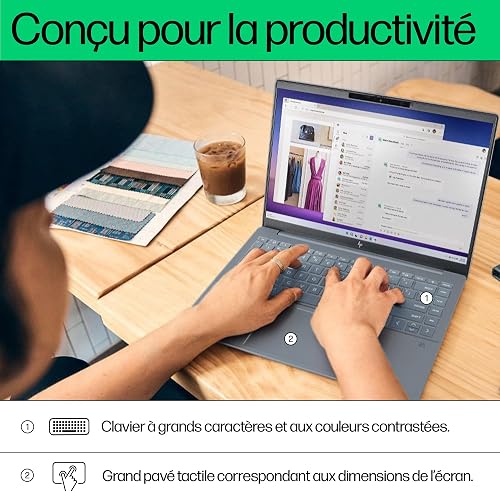 HP Pavilon Plus 14-ew1000sf Ordinateur Portable 14" 2.8K OLED 120 Hz, PC Portable (Intel Core Ultra 5 125H, RAM 16 Go, SSD 512 Go, Intel Arc Graphics, Windows 11), Laptop Bleu, Clavier AZERTY - 5