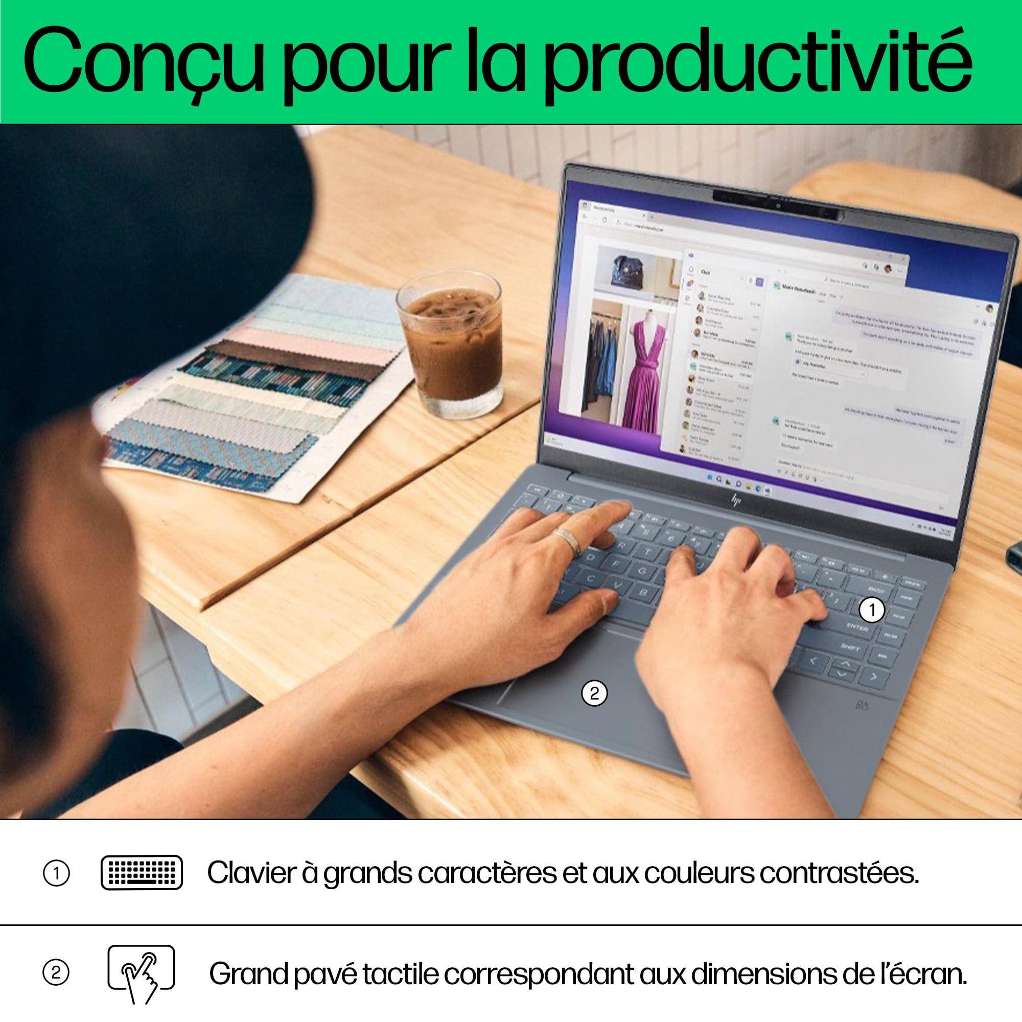 HP Pavilon Plus 14-ew1000sf Ordinateur Portable 14" 2.8K OLED 120 Hz, PC Portable (Intel Core Ultra 5 125H, RAM 16 Go, SSD 512 Go, Intel Arc Graphics, Windows 11), Laptop Bleu, Clavier AZERTY