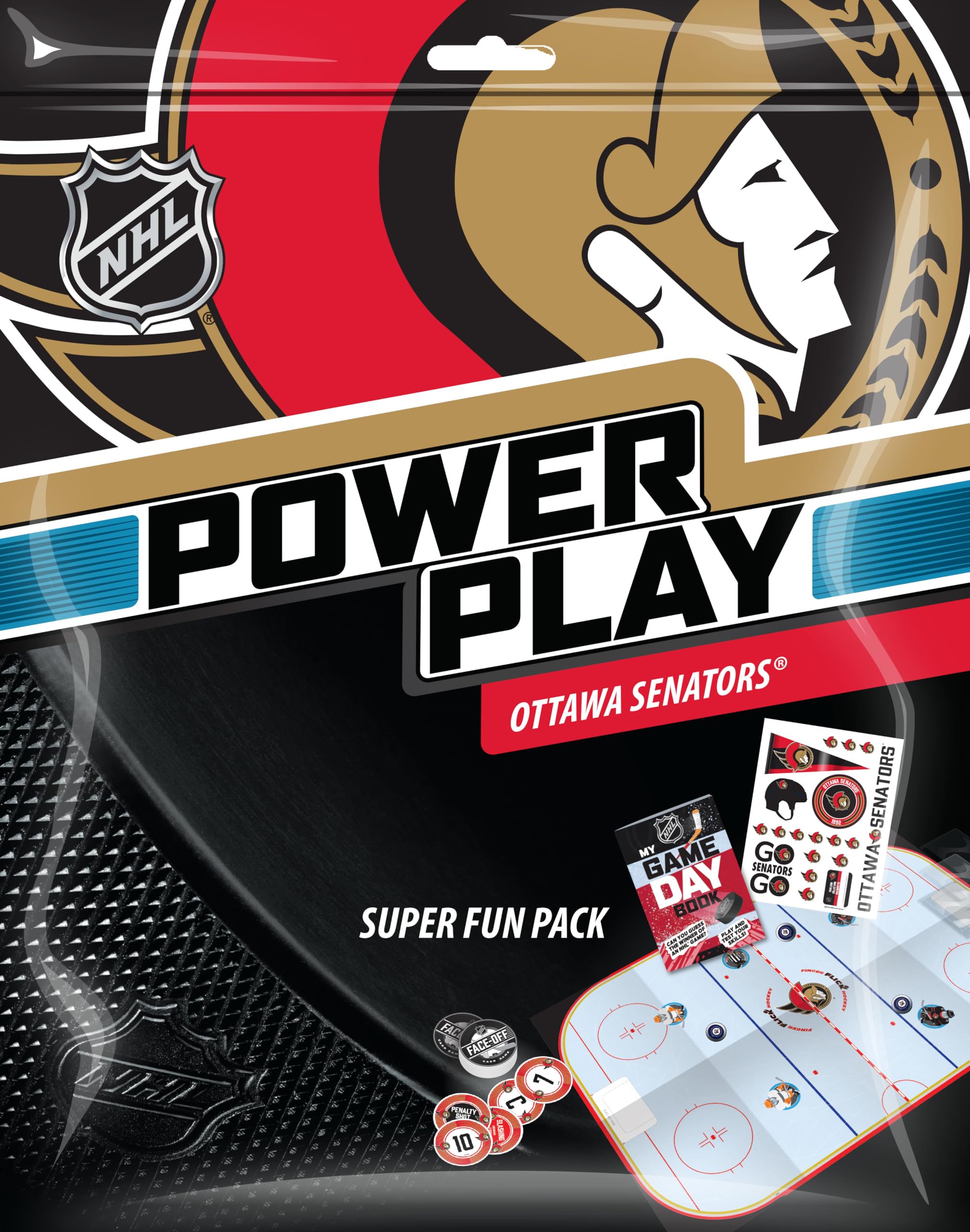 NHL Hockey Power Play Pack with Hockey Cards and Stickers, Includes - Collectible Team Game Pucks, Hockey Posters and Card Games for Hockey Fans, NHL Game Day Book, Hockey Gifts for Boys and Girls