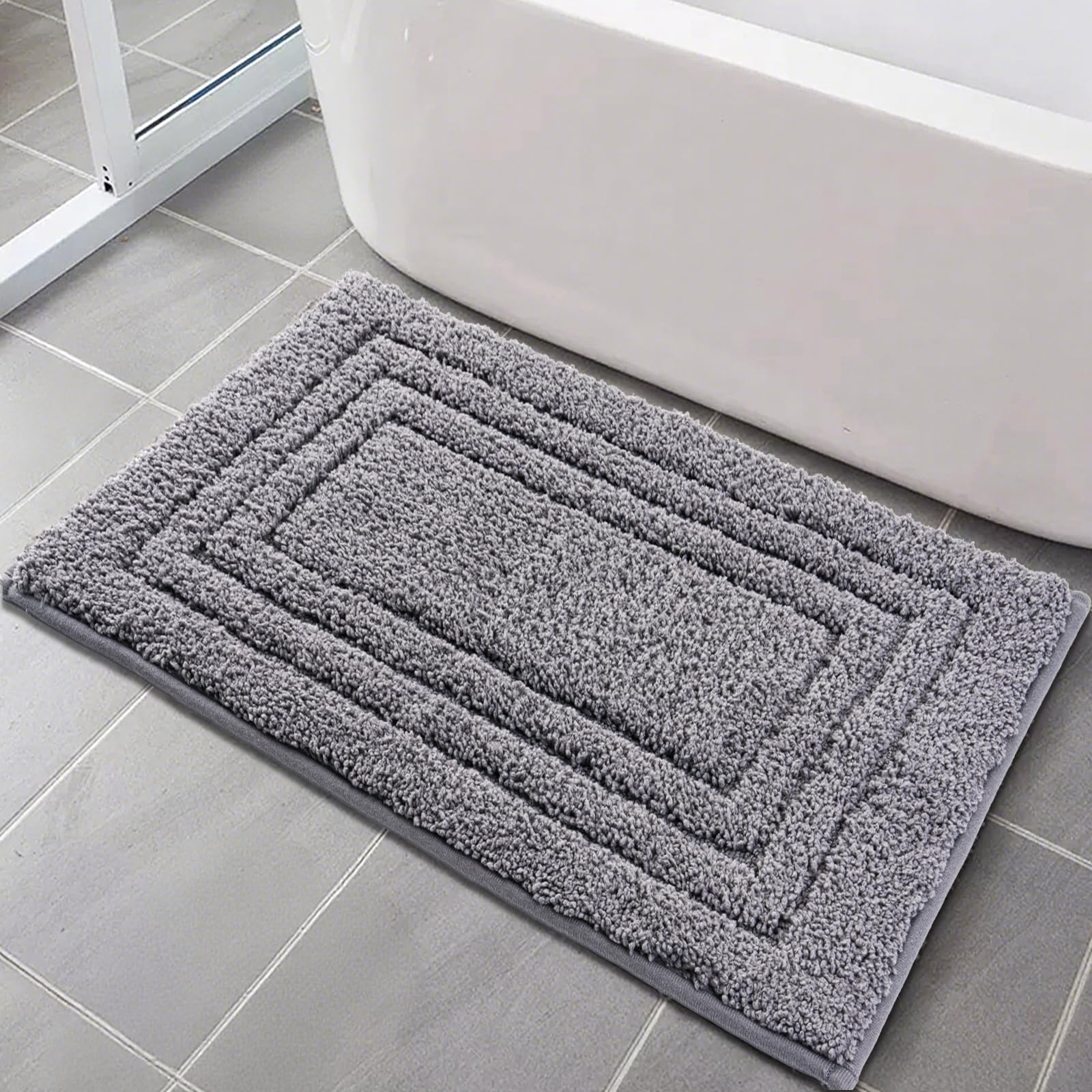 MOSISO Bath Mats for Bathroom, 20" x 32" Non-Slip Plush Shaggy Bath Rugs&6pcs Non-Slip Stickers, Extra Soft and Absorbent Microfiber Washable Bath Mat