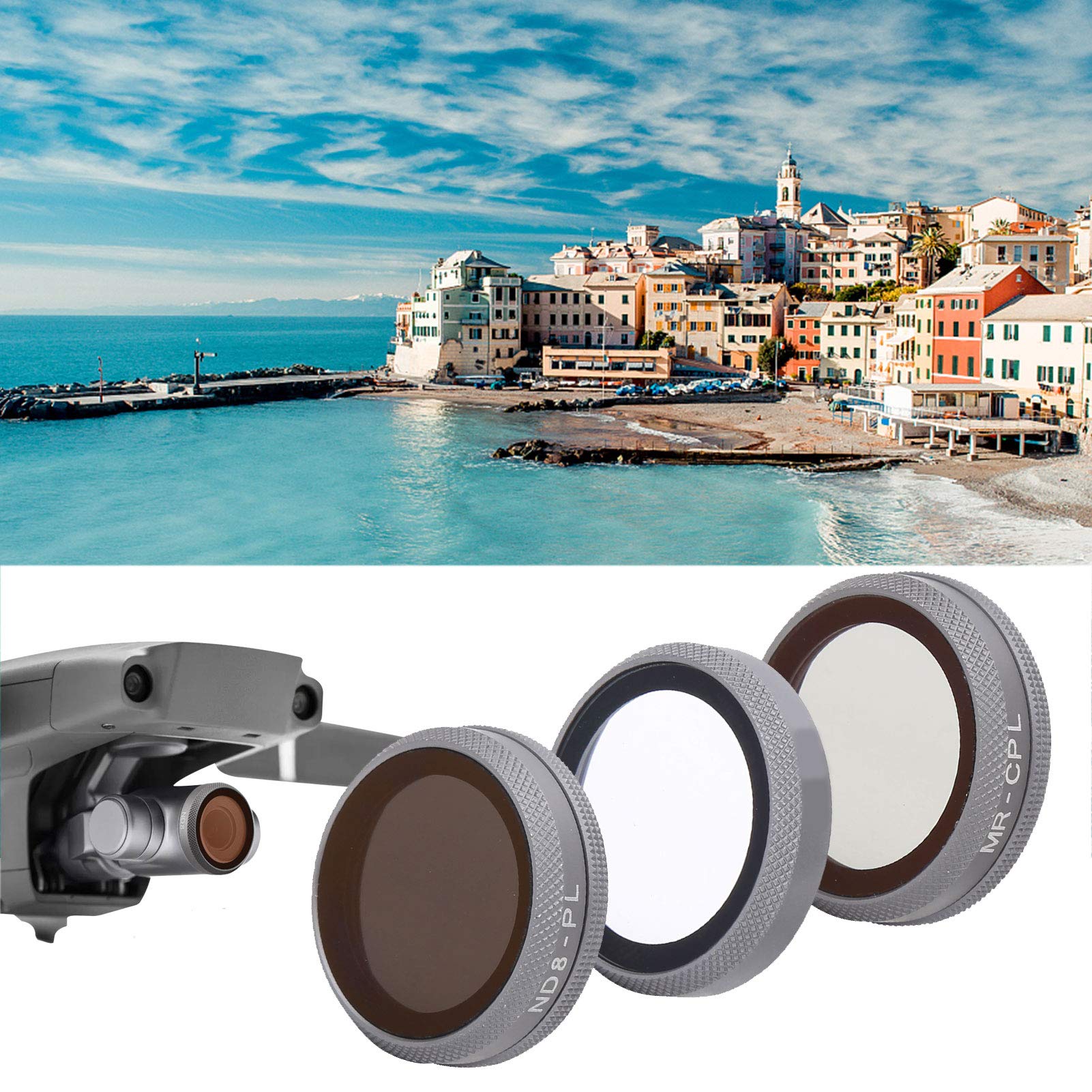 Juego de filtros para lentes de cámara Material de alta definición Aleación de aluminio 2 Drone UV ajustable CPL ND8-PL