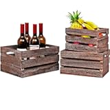 Storage Crates Nesting Storage Crates Set of 3&comma;Wooden Storage Containers with Handles&comma;Rustic Farmhouse Wood Baskets for Storage&comma;Display&comma;Home Decor - &lpar;Large&comma;Medium&comma;Small&rpar;&comma;Brown
