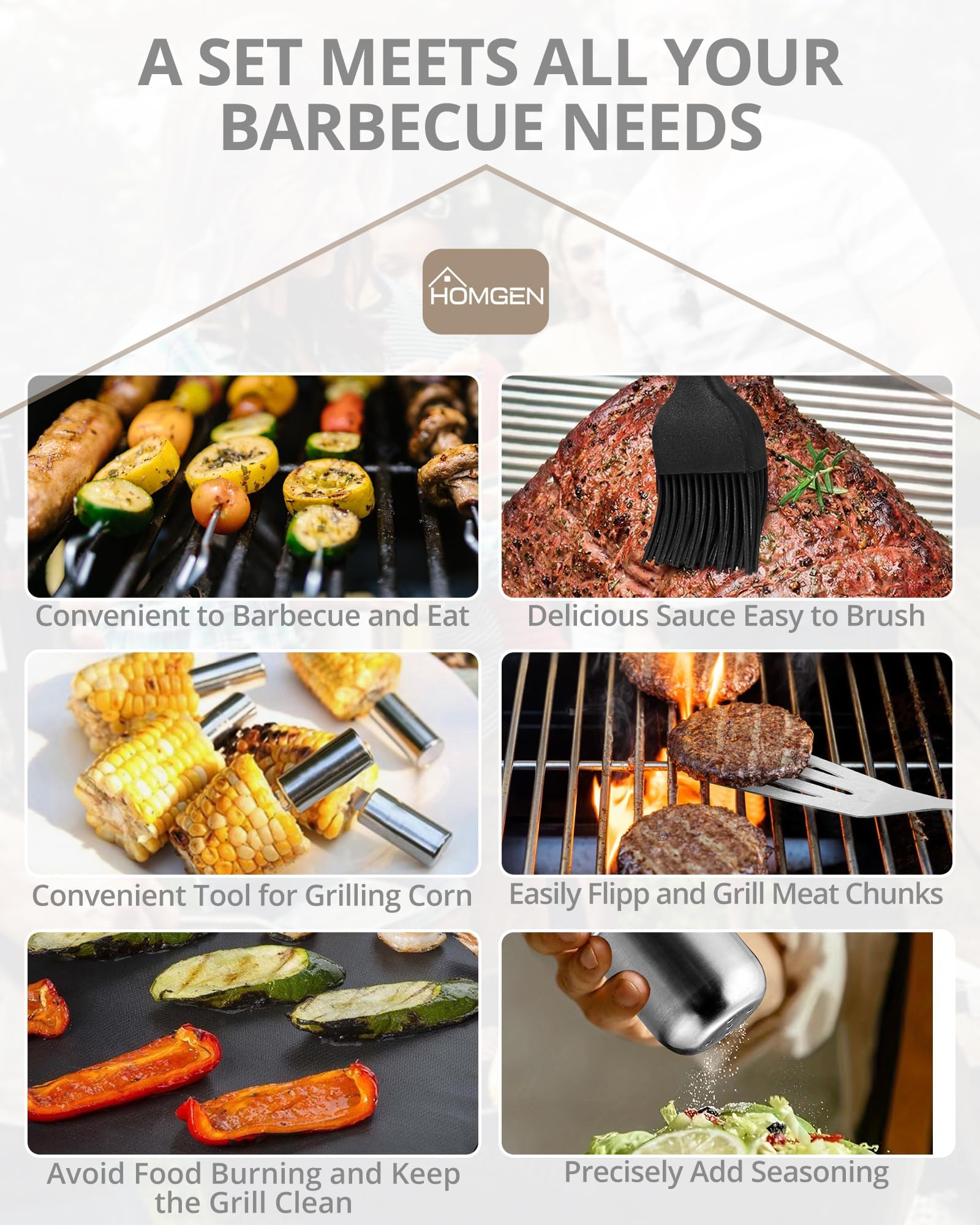 Kit di attrezzi per barbecue in acciaio inossidabile da 26 pezzi con