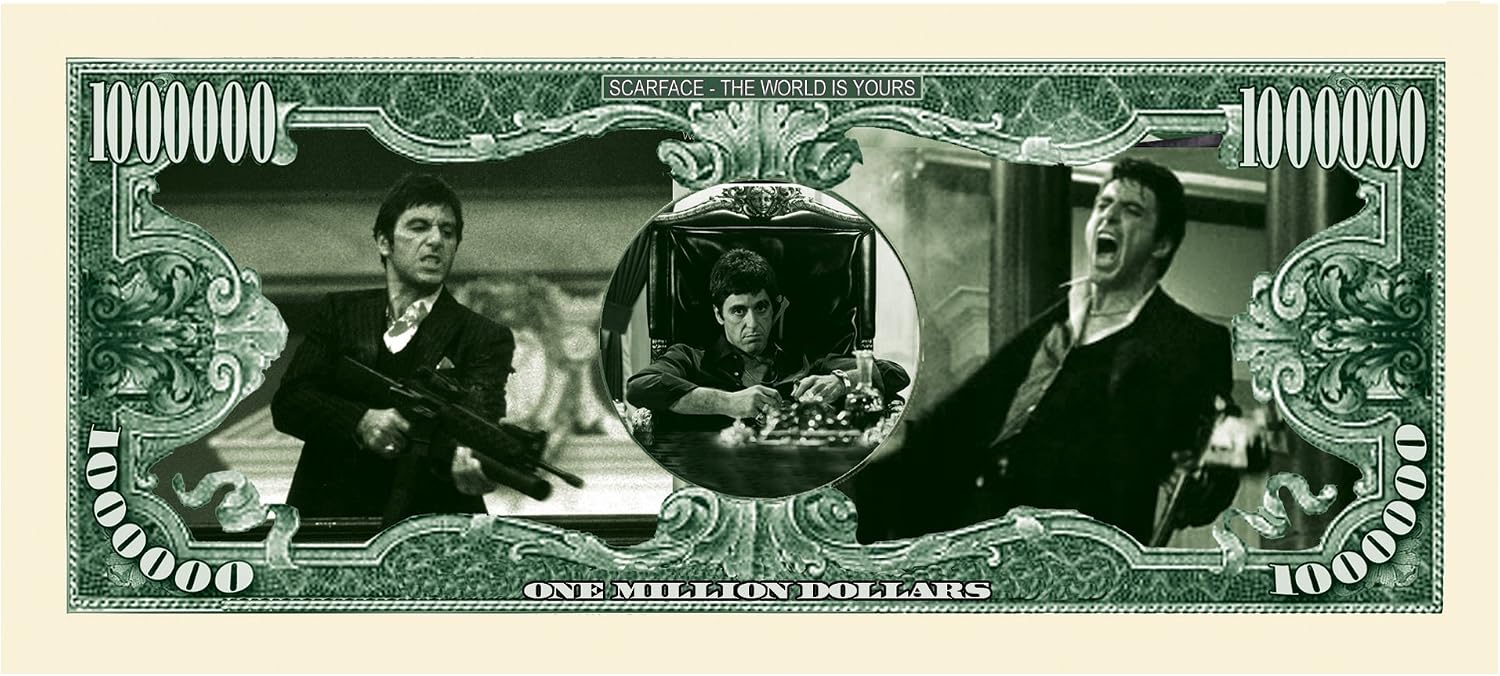 American Art Classics Al Pacino Scarface $Million Dollar$ Novelty Bill in Collectible Currency Holder
