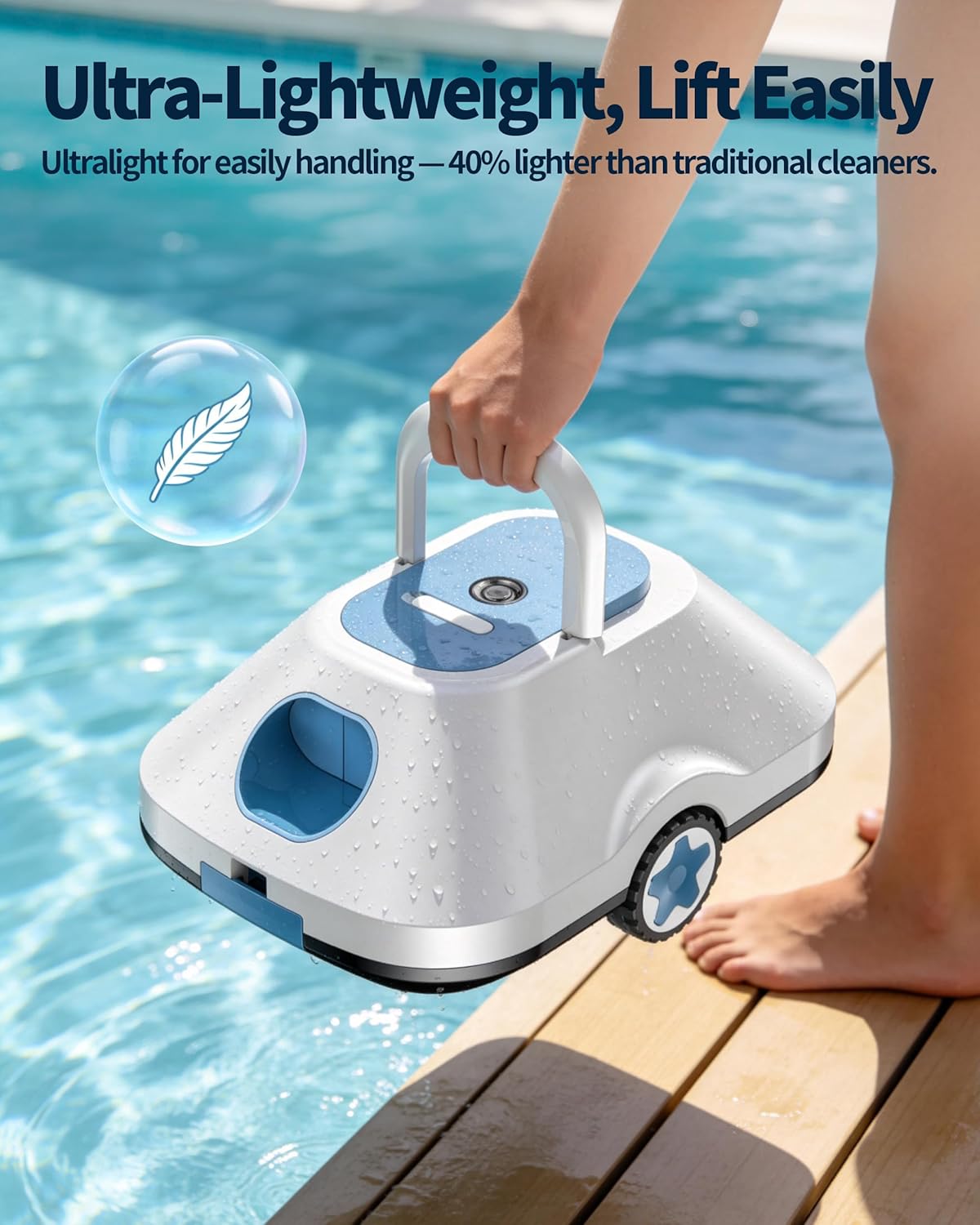 C2 Cordless Robotic Pool Cleaner,Automatic Pool Cleaner with Dual Motor,150-Min Runtime,Pool Vacuum for Above Ground Pool Up to 1100 Sq.Ft,2.7L Large Filter Basket,Auto-Parking,Blue