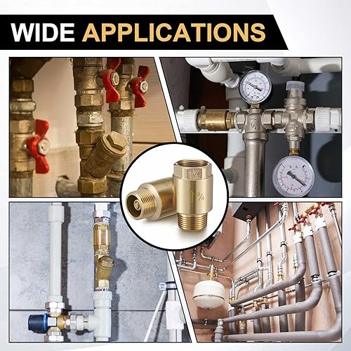 Miniatura 6 de Zonon 2 unids 34 pulgadas válvula de retención unidireccional latón sin retorno en línea válvula de retención con prevención de reflujo NPT macho en