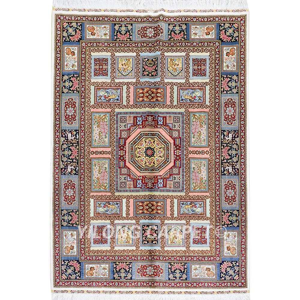 Yilong Carpet 4 5x6 5ft Handmade Silk Area Rug Four Seasons Carpet TJ984A