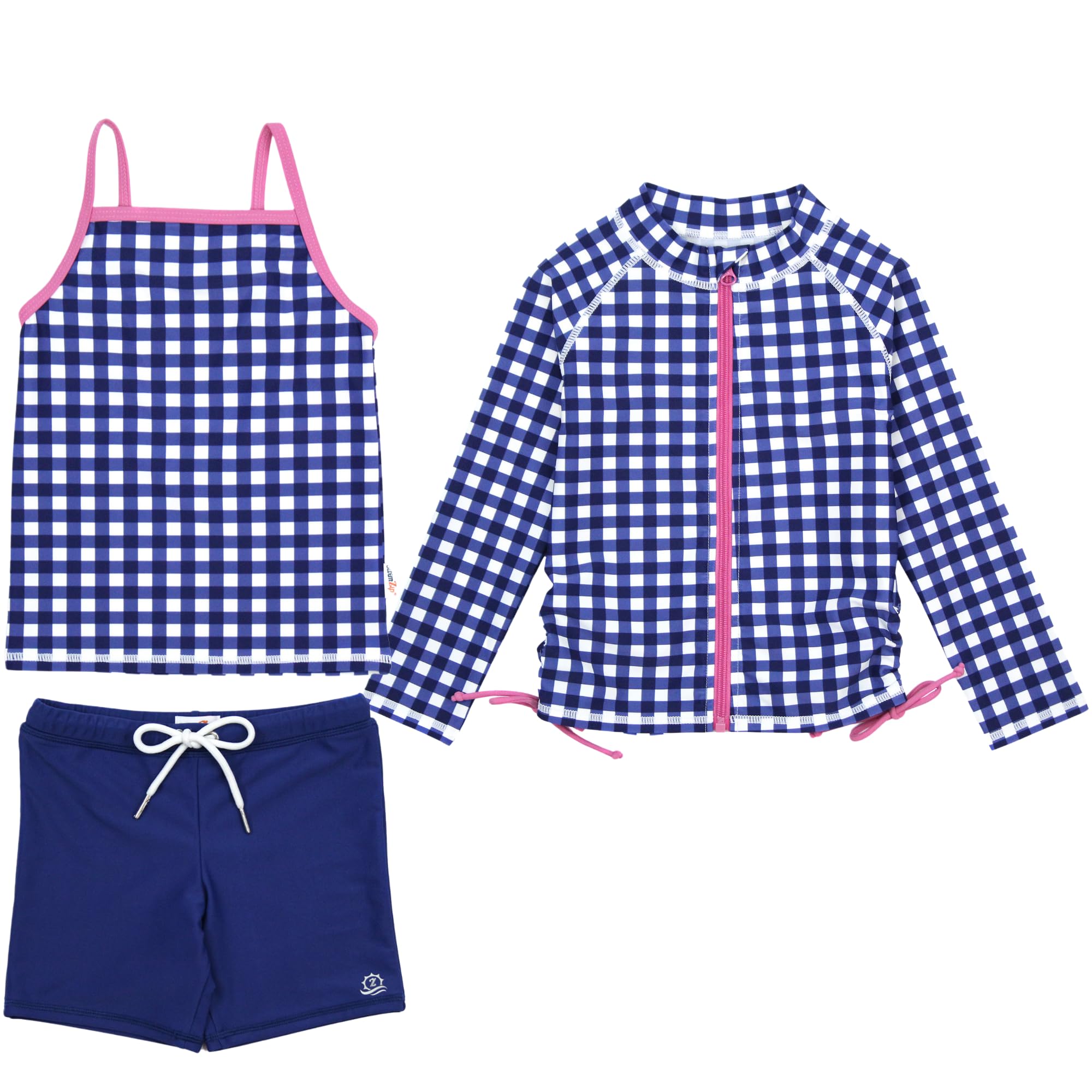 SwimZip Girls' 3-Piece Rash Guard Swimsuit Long Sleeve UPF 50+ Bathing Suit