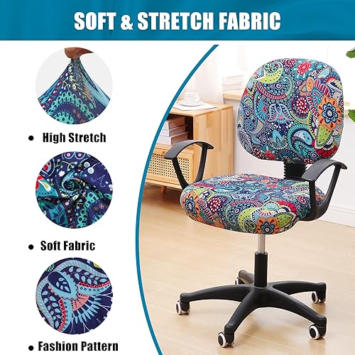 Miniatura 6 de smiry Fundas elásticas para silla de computadora de oficina, de elastano suave, universal, giratoria, protector de silla extraíble y lavable,