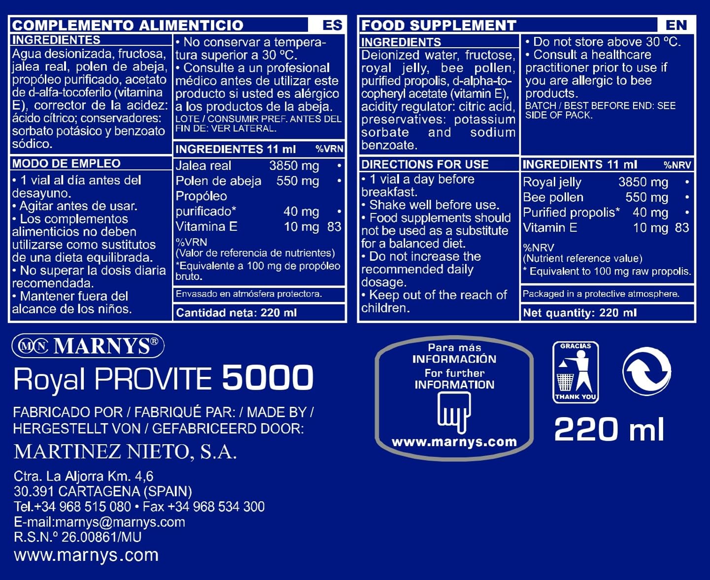 Royal Provite 5000 20 Flaschen Marny's
