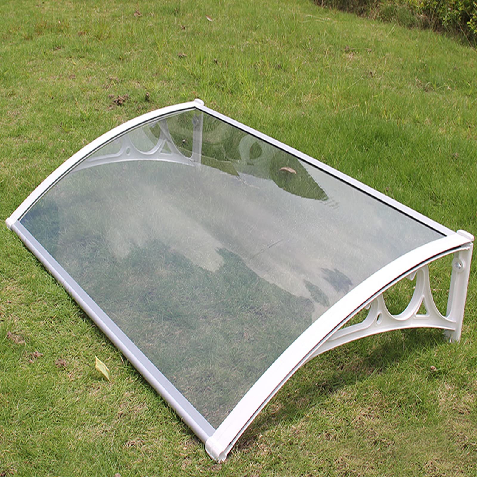 Outdoor Canopy Curved Window Door Canopy Awning Rain Shelter Cover,Modern Polycarbonate Hollow Sheet Porch Canopy for Front Back Door Window,Uv Snow Sunlight Protection (60x60cm)
