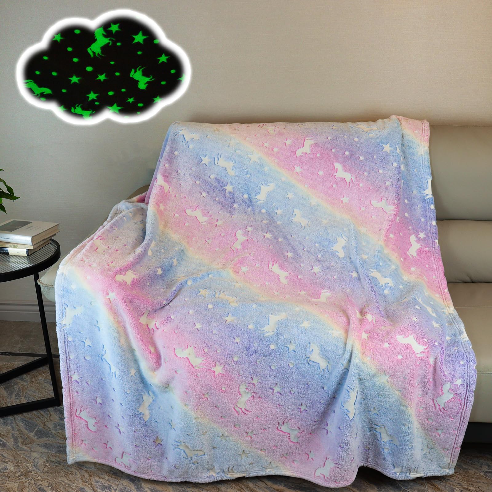 AVJWWD Glow in The Dark Throw Blanket