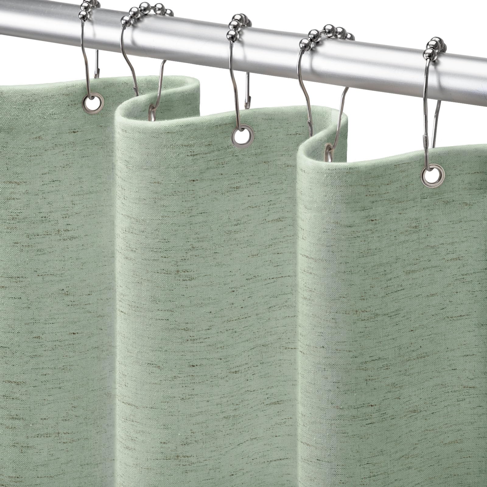 NDDYCU Green Linen Shower Curtain Boho Waterproof For Bathroom 180x200 cm