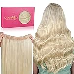 WENNALIFE Wire Hair Extensions (Increase 50% Lifespan) Real Human Hair 14 inch 75g Bleach Blonde Remy Hair Invisible Transparent Wire Fish Line Straight Reusable Natural Extensiones De Cabello Humano