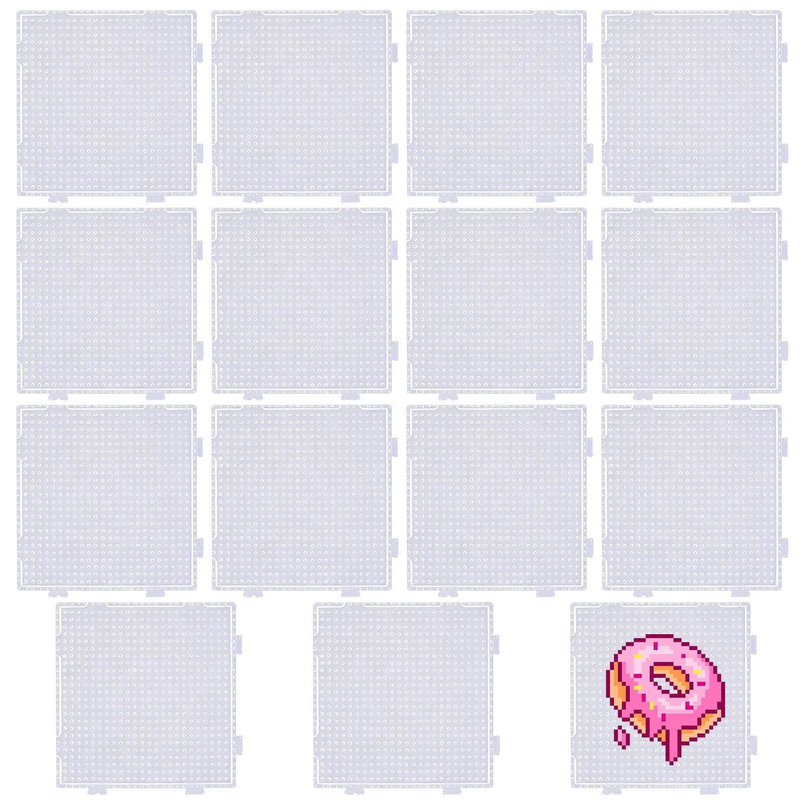 15 Pcs Beads Pegboard, 2.6mm Mini Square Transparent Fuse Bead Boards