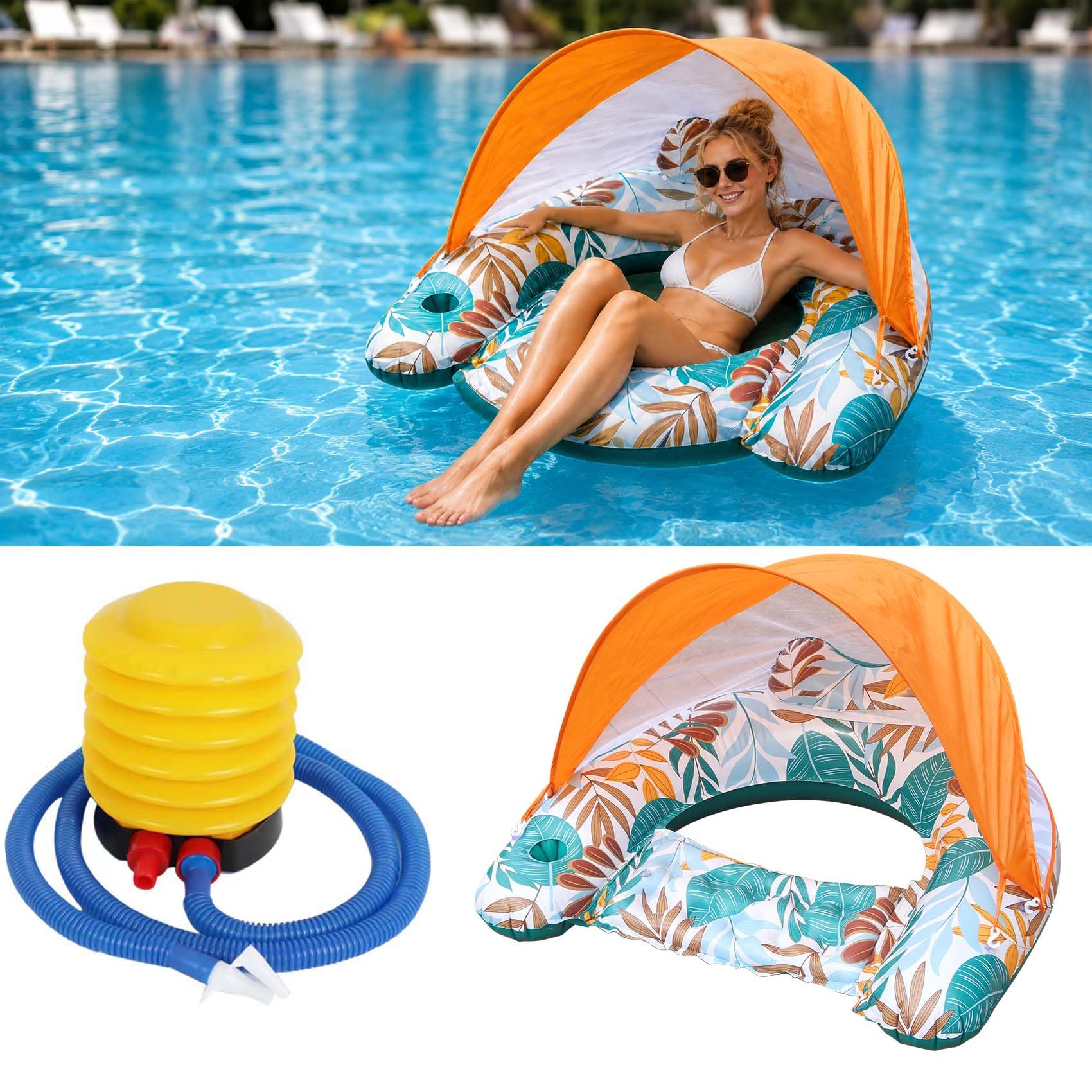 Inflatable Water Pool Air Mattress for Adults - Schwimmsessel füR Pool Erwachsene & Pool Sitz HäNgematte, Poolsitze Erwachsene füR Sommerpartys, Strand & See, Faltbar
