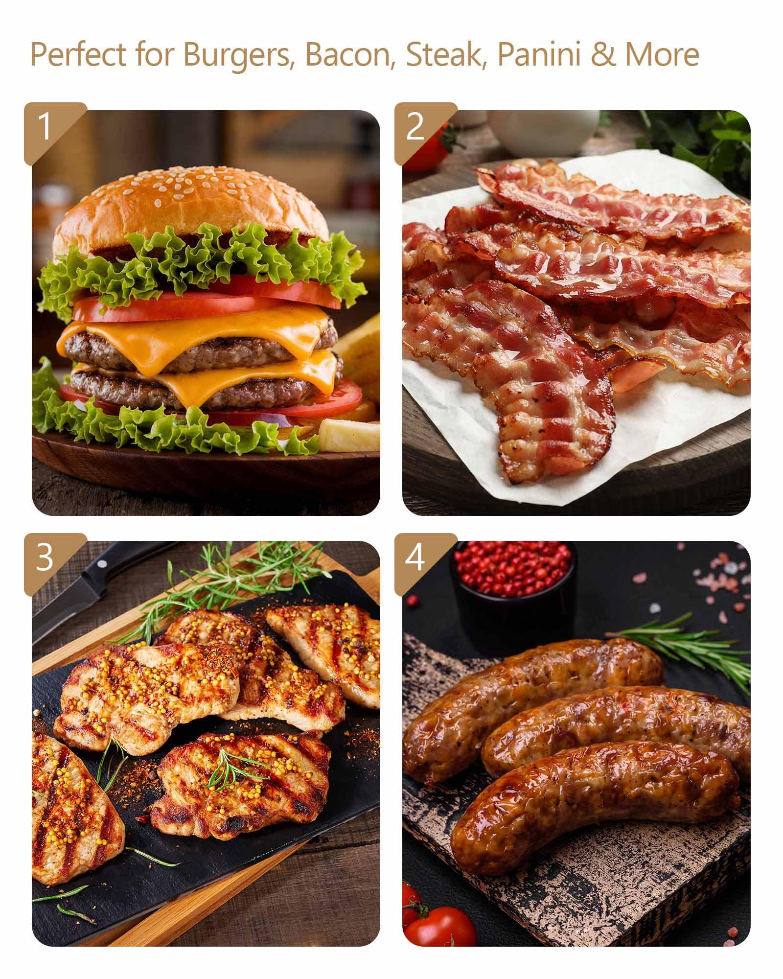 BS-VOG Kit Smashed Burger con Smashed Burger Press 6,2", Spatola & Spargipolvere – Set di Accessori da Cucina in Acciaio Inox per Carne, Pancetta & Pressa per Hamburger