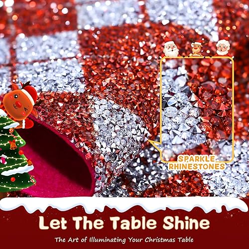Miniatura 3 de Mantel individual con diamantes de imitación triturados redondos con purpurina para Navidad, vacaciones, Año Nuevo, centro de mesa, cocina, mesa,