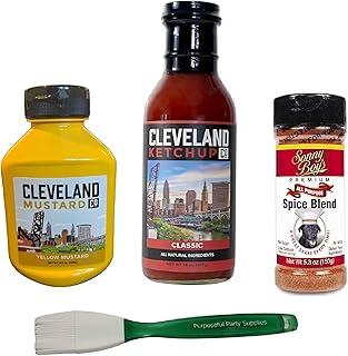 Purposeful Party Supplies Cleveland Gift Condiment Bundle, Ketchup, Mustard and Seasoning Blend, Made in Ohio, Perfect for Food Lovers & Great Gift Idea