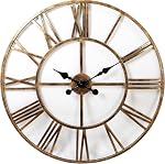 Kiera Grace Horloge murale, 16 Inch, Brushed Dark Brown Horloges murales Batterie exploitée, Silent Vintage Roman Numeral Farmhouse Décor pour salon, cuisine, salle de bains