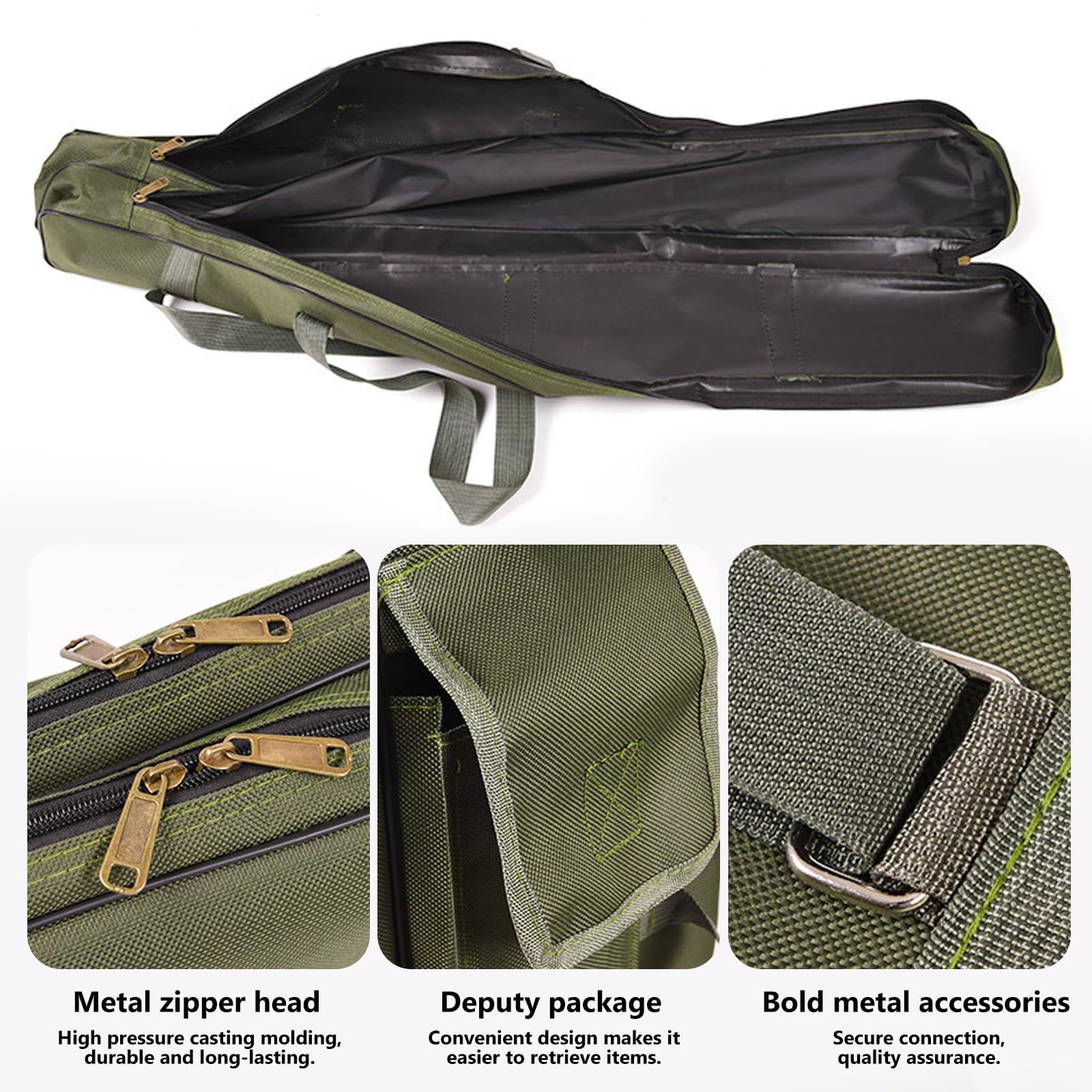 3 Lagige Angeltasche, Rutentasche, Angelruten Tasche, Angelrutentaschen, Faltbarer Angelrute Tasche, Fishing Rutentasche, Fishing Bag Für Angelruten Angelgerät Reise Aufbewahrungstasche (Grün)