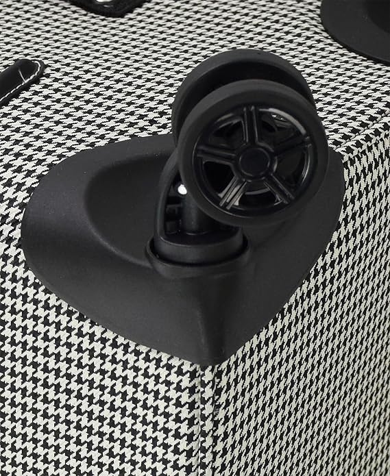 London Fog Cambridge 20 Expandable Spinner Carry-on Softside Suitcase with Laptop Compartment, Black White Houndstooth