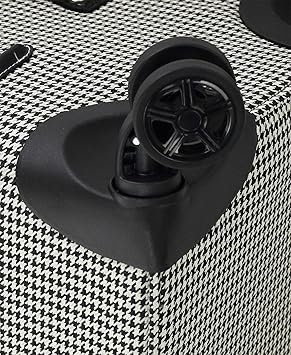 London Fog Cambridge 20 Expandable Spinner Carry-on Softside Suitcase with Laptop Compartment, Black White Houndstooth