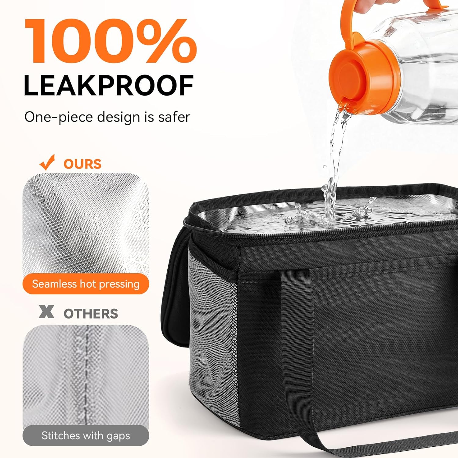 12 Pack Reusable Lunch Bag - Large Capacity Insulated Lunch Bag Heat Preservation and Leak-proof Women's Cooling Lunch Container Suitable for Office Work Picnic Outdoor Travel School (Black)