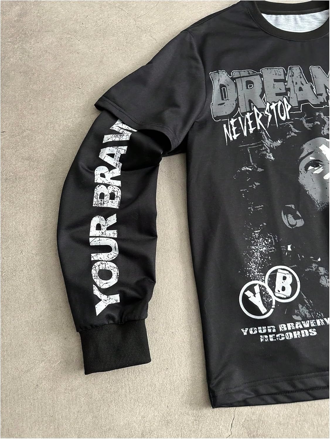 SOLY HUX Men's Letter Graphic Tees Crew Neck Long Sleeve 2 in 1 T Shirt Tops Streetwear - Image 4