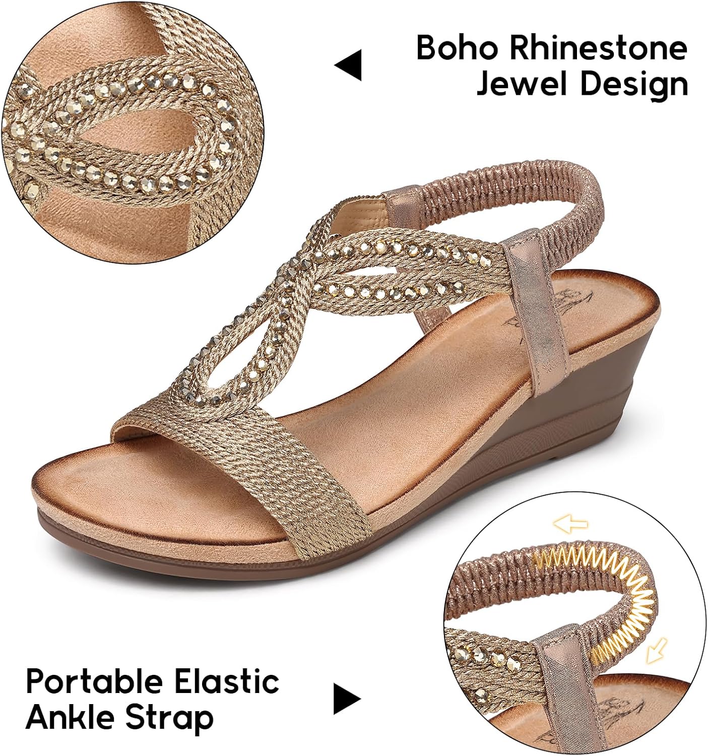 SHIBEVER Wedge Sandals for Women Dressy: Summer Low Wedges Comfortable Open Toe Sandals - Image 6